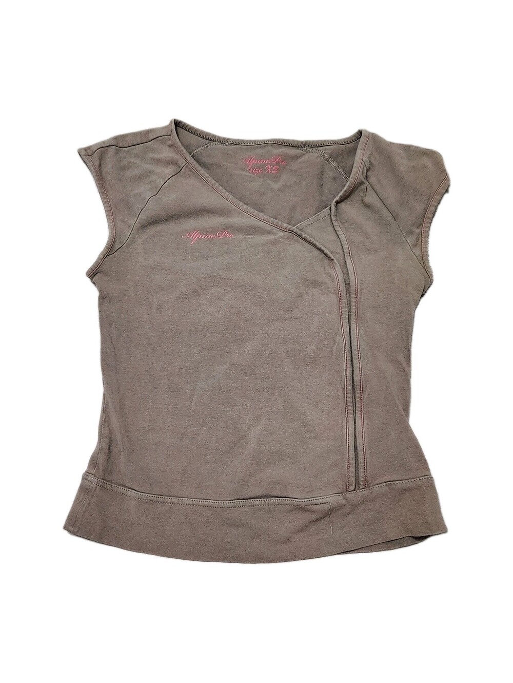 Vintage Y2k Alpine Pro Shirt Womens XS baby Tee V Neck 90s Brown